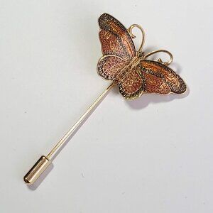 Enamel & Gold Tone Butterfly Stick Pin